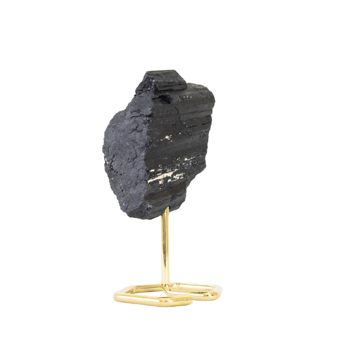 Pedra Turmalina Negra Bruta na Base Metal Banho Ouro 480 gramas