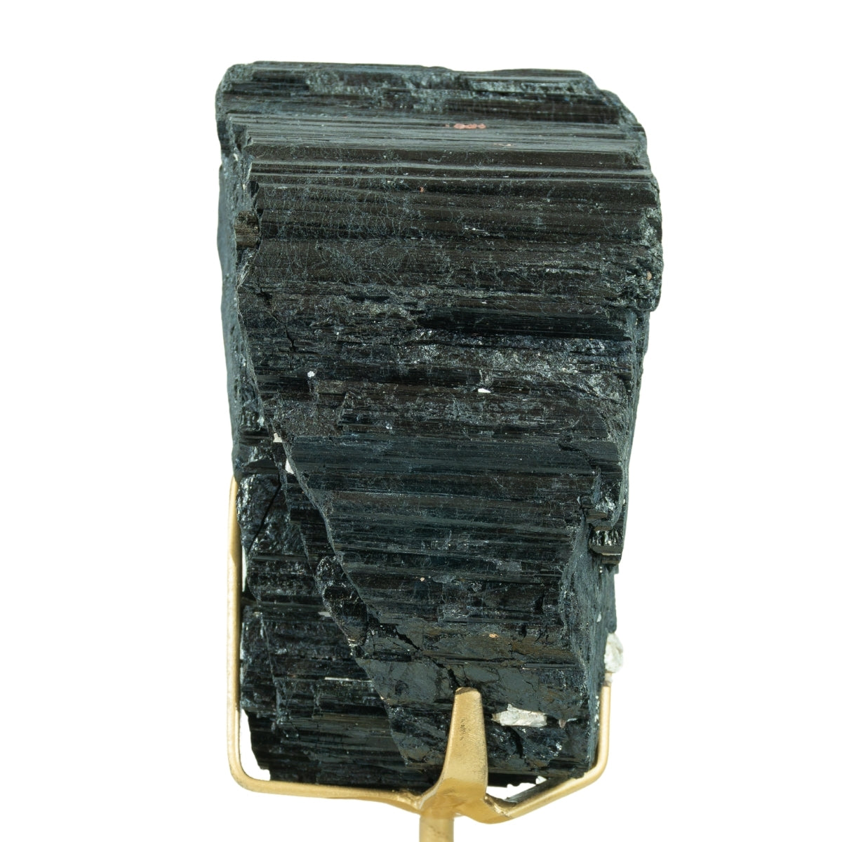 Pedra Turmalina Negra Bruta na Base Metal Dourado 2,620 kg