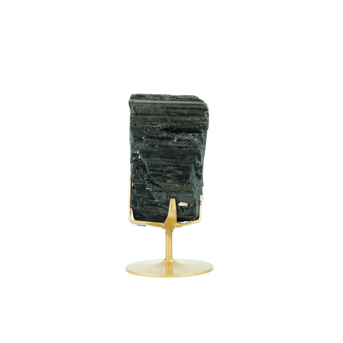 Pedra Turmalina Negra Bruta na Base Metal Dourado 2,620 kg