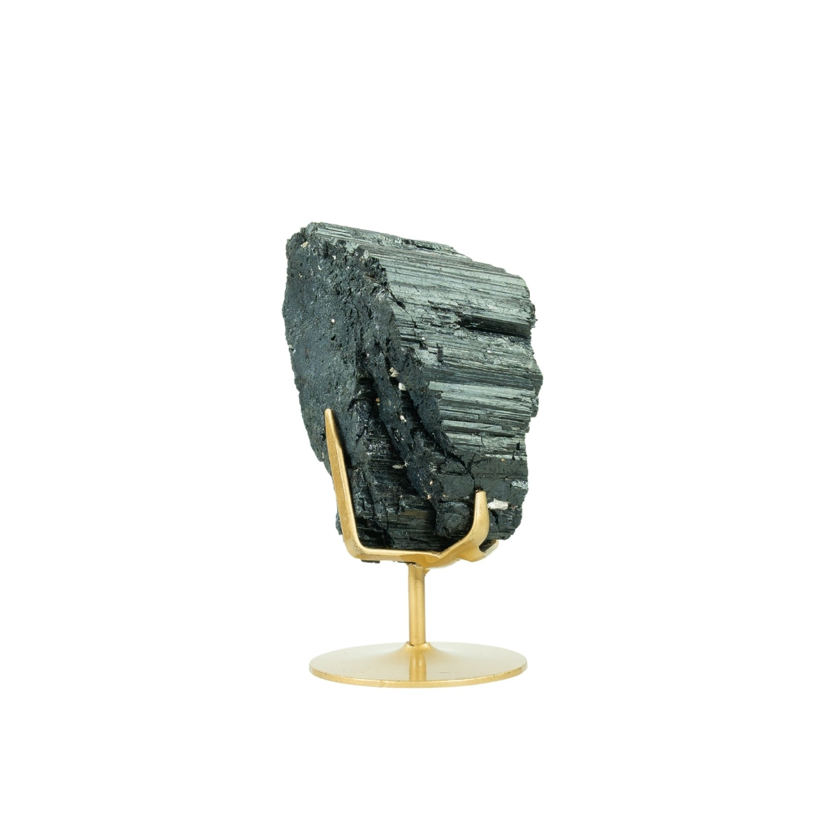 Pedra Turmalina Negra Bruta na Base Metal Dourado 2,620 kg