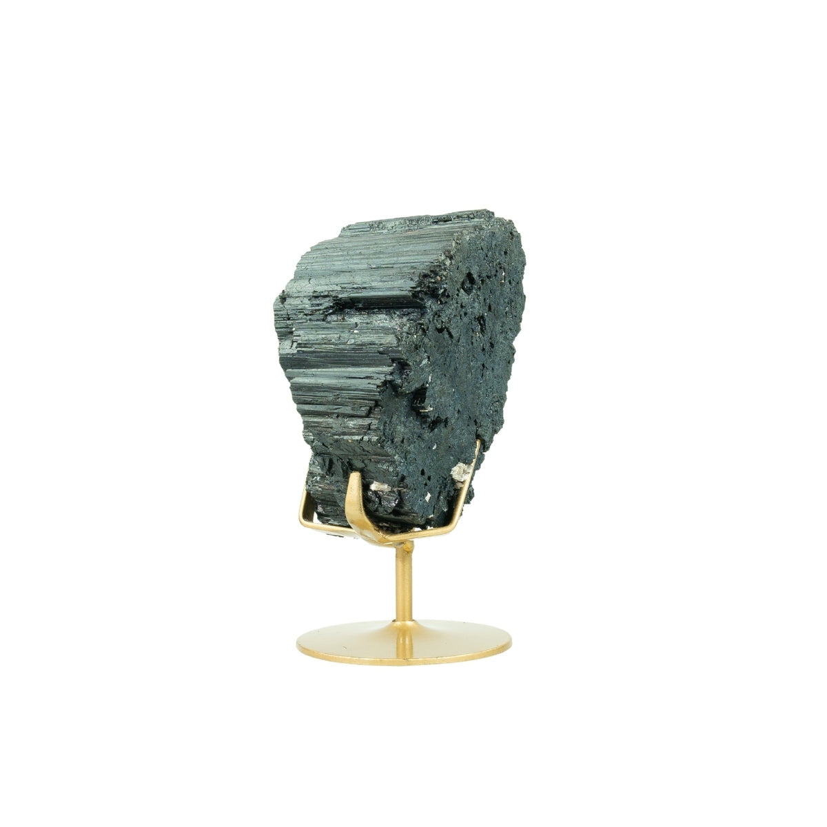 Pedra Turmalina Negra Bruta na Base Metal Dourado 2,620 kg