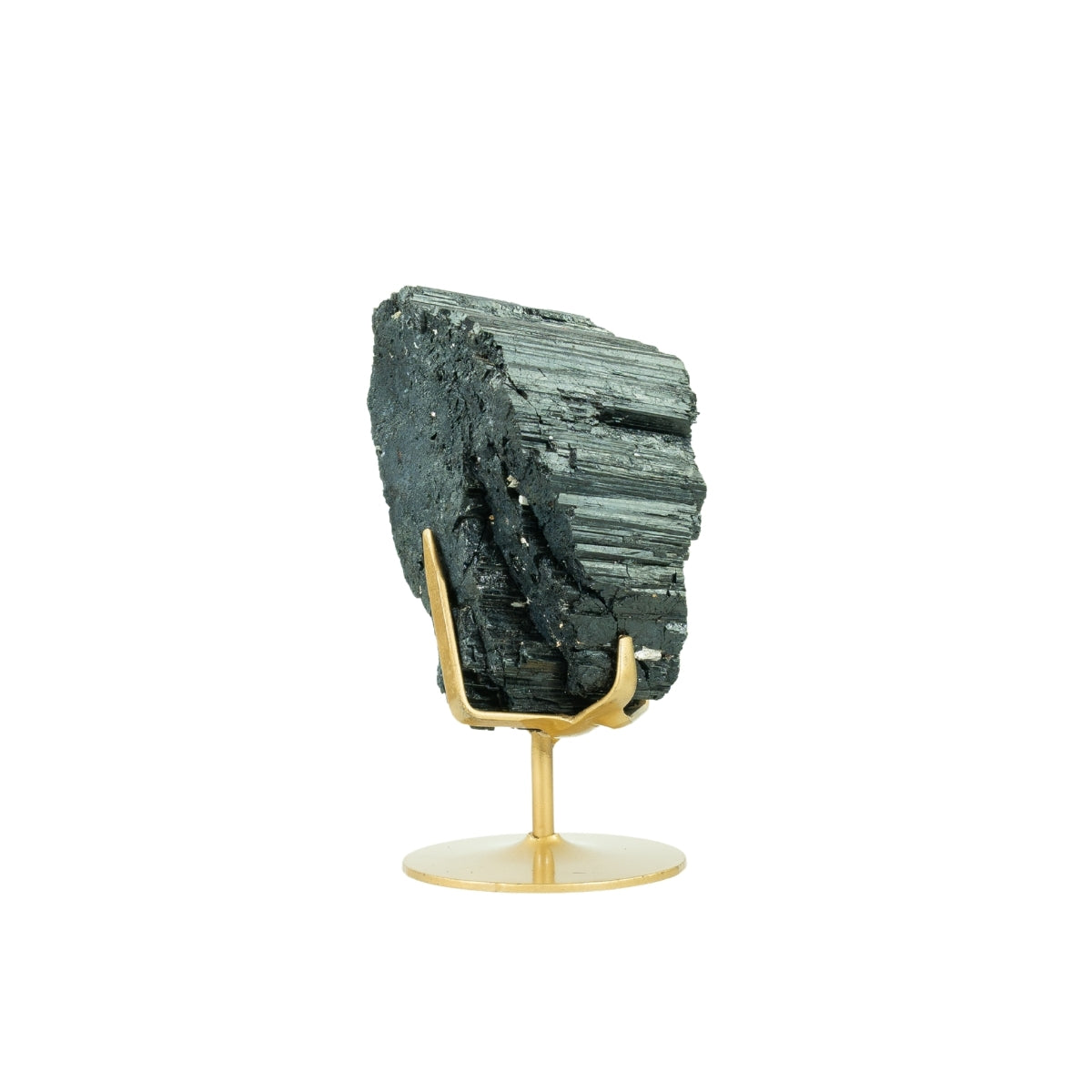 Pedra Turmalina Negra Bruta na Base Metal Dourado 2,620 kg