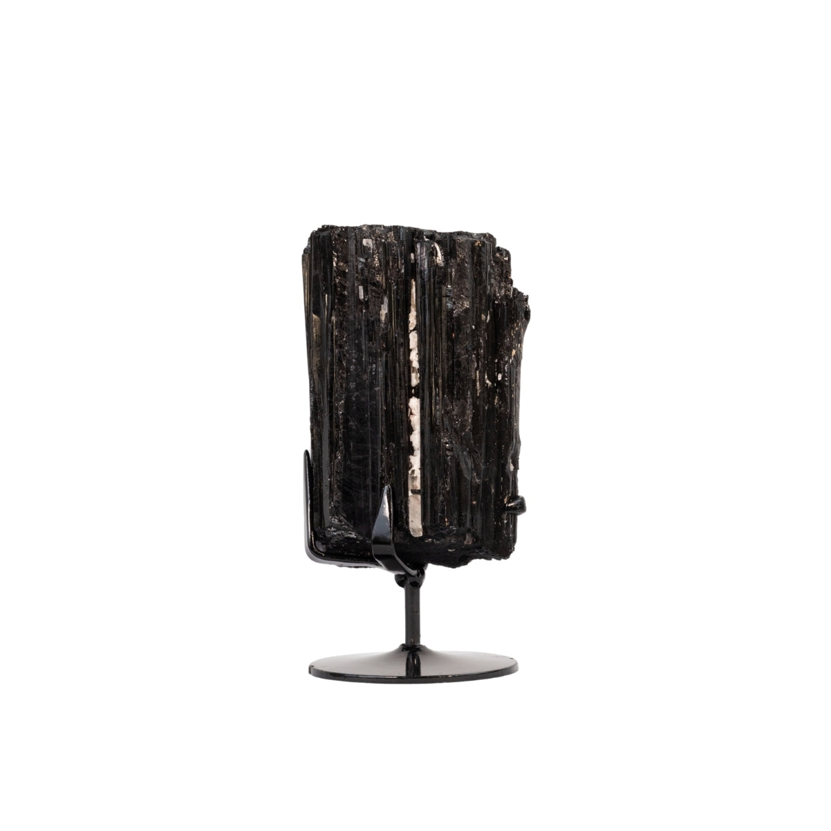 Pedra Turmalina Negra Bruta na Base Metal Preto 1,169 kg