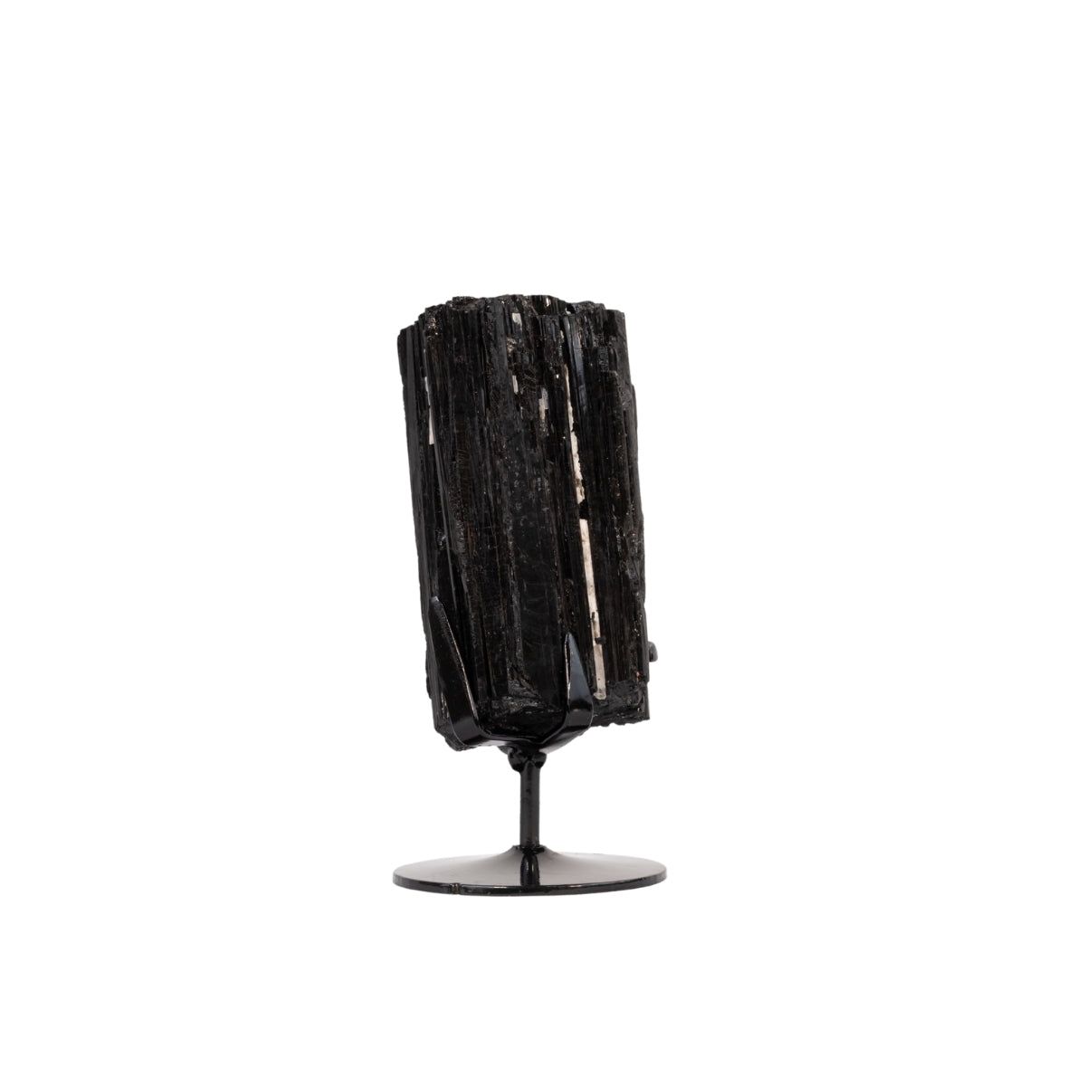 Pedra Turmalina Negra Bruta na Base Metal Preto 1,169 kg