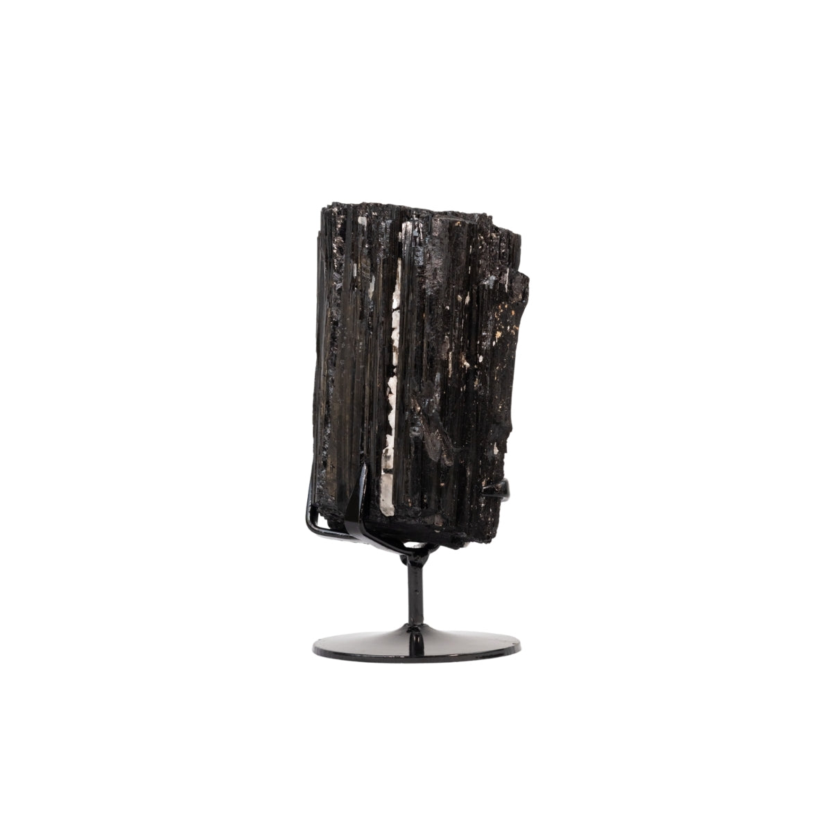 Pedra Turmalina Negra Bruta na Base Metal Preto 1,169 kg