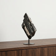 Pedra Turmalina Negra Bruta na Base Metal Preto 1,952 kg