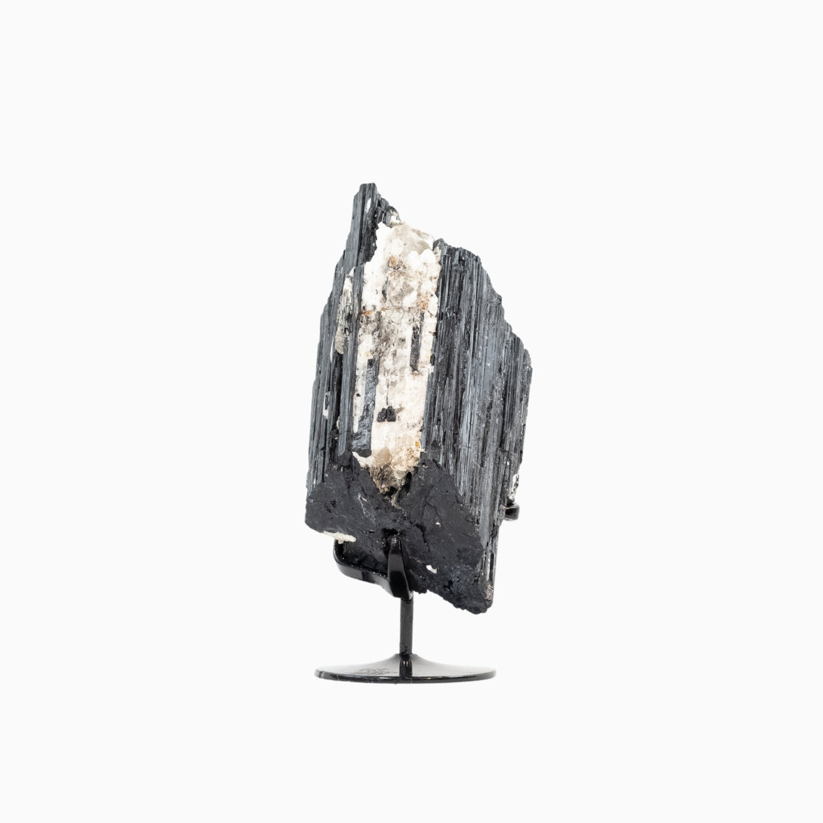 Pedra Turmalina Negra Bruta na Base Metal Preto 1,952 kg