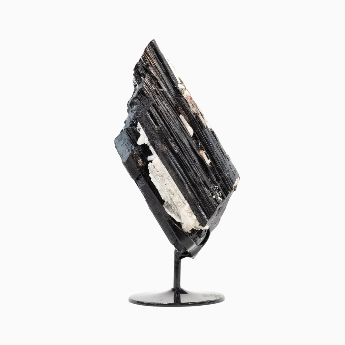 Pedra Turmalina Negra Bruta na Base Metal Preto 1,952 kg