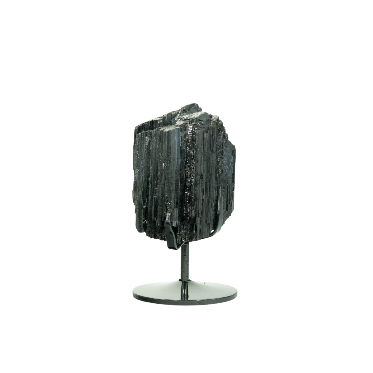 Pedra Turmalina Negra Bruta na Base Metal Preto 2,040 kg
