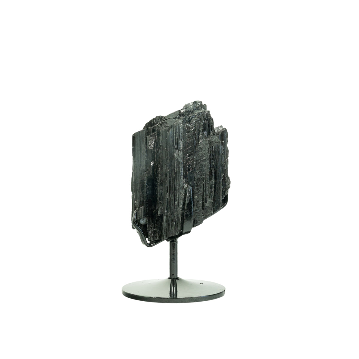 Pedra Turmalina Negra Bruta na Base Metal Preto 2,040 kg