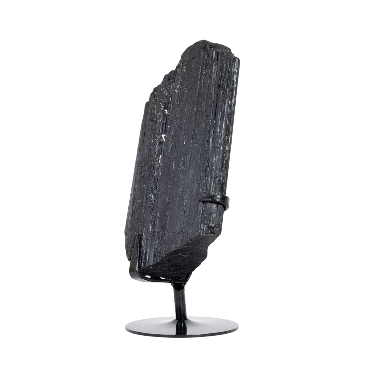 Pedra Turmalina Negra Bruta na Base Metal Preto 2,190 kg