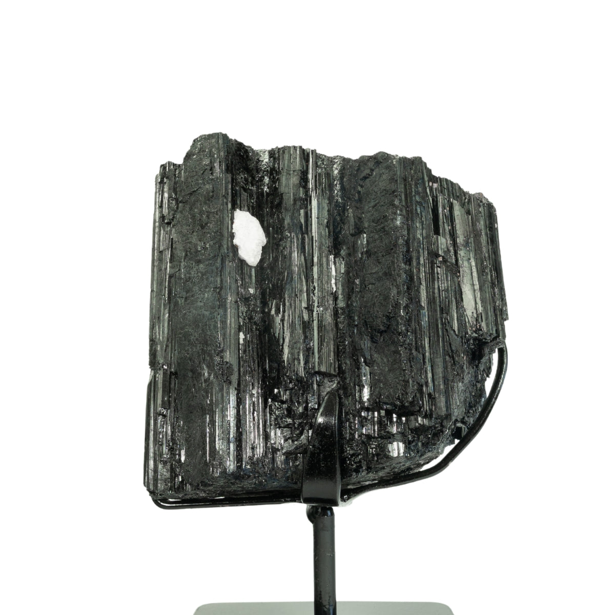 Pedra Turmalina Negra Bruta na Base Metal Preto 2,370 kg