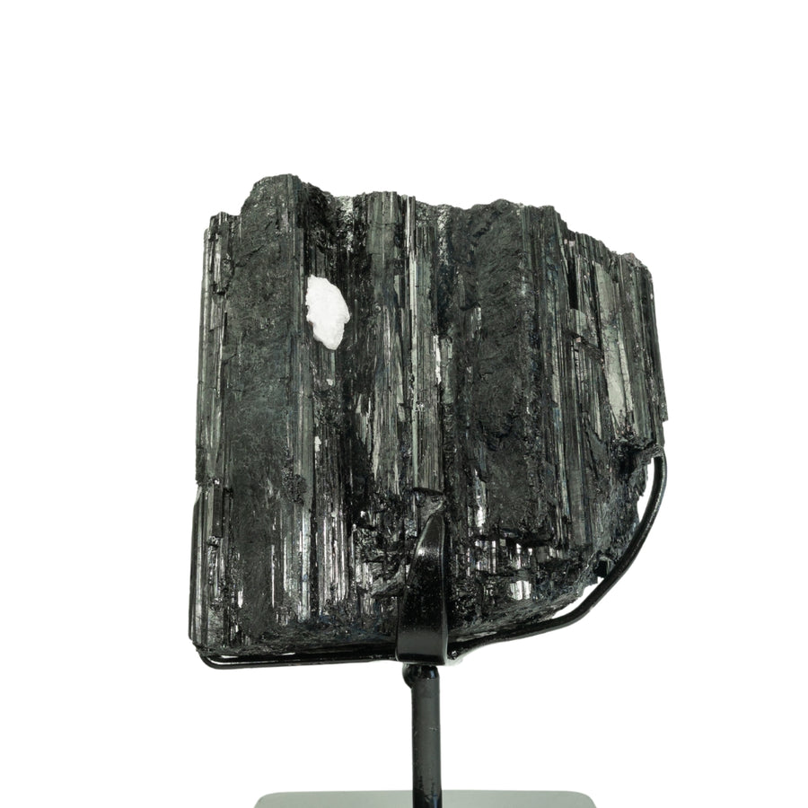 Pedra Turmalina Negra Bruta na Base Metal Preto 2,370 kg