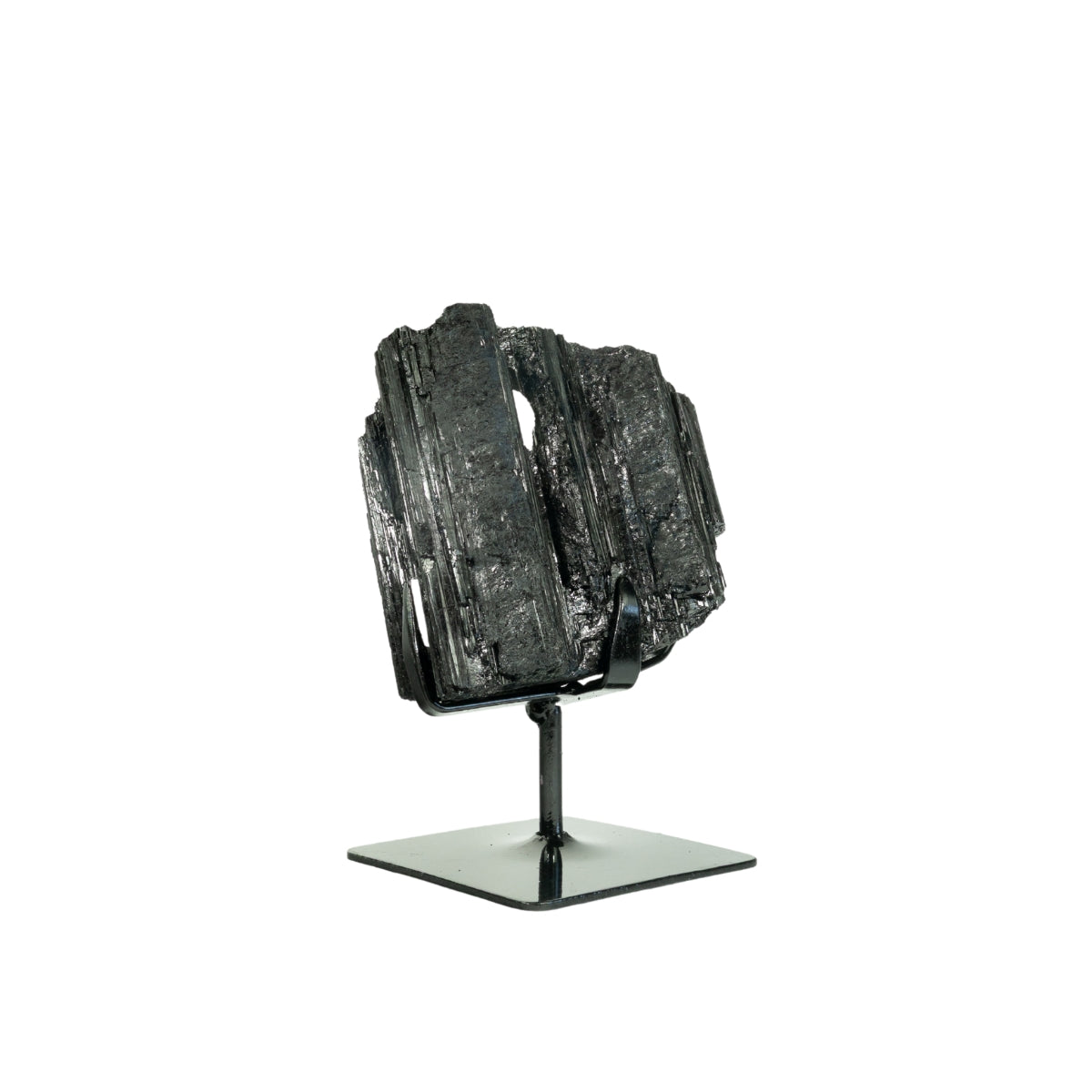 Pedra Turmalina Negra Bruta na Base Metal Preto 2,370 kg