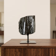 Pedra Turmalina Negra Bruta na Base Metal Preto 2,423 kg