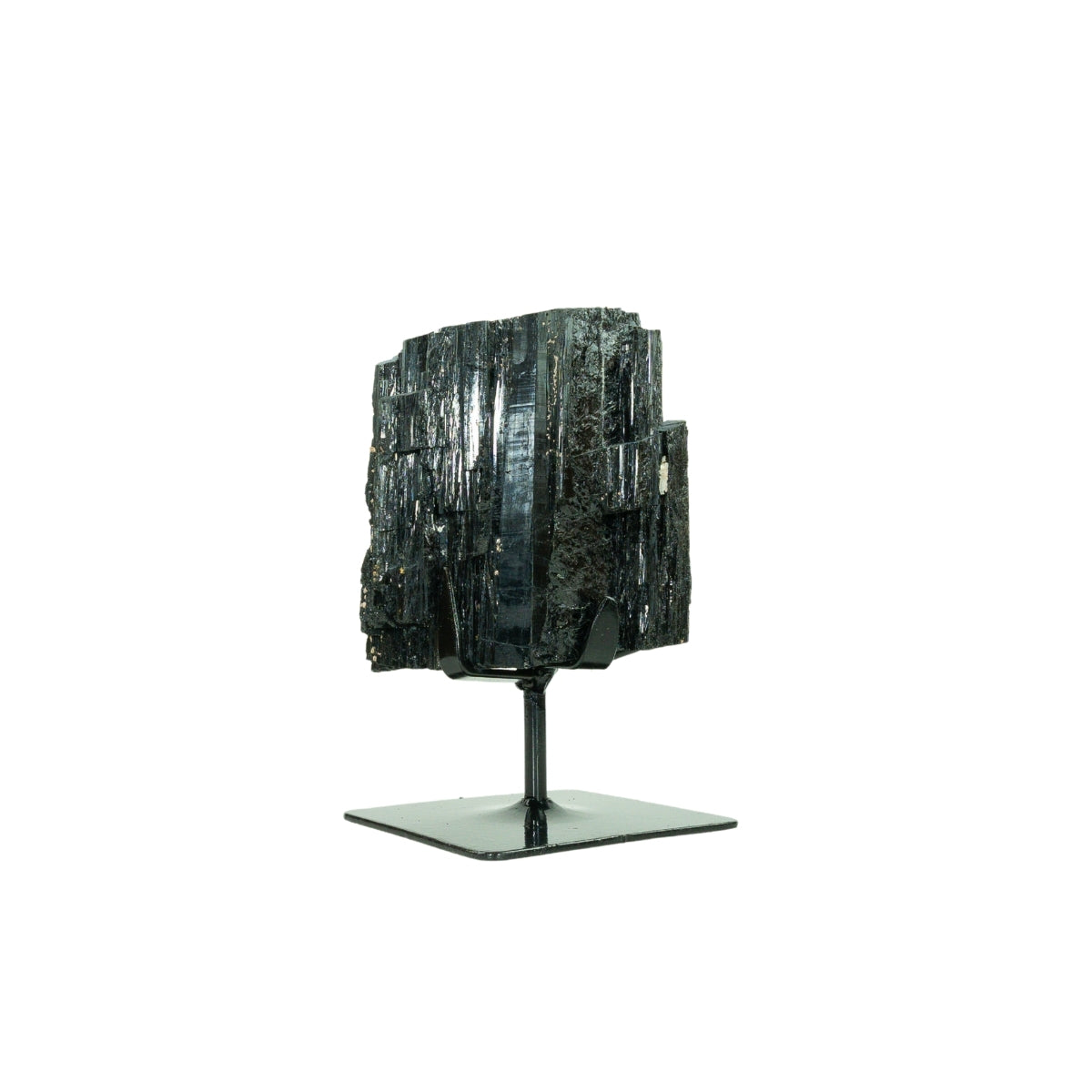 Pedra Turmalina Negra Bruta na Base Metal Preto 2,423 kg