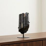 Pedra Turmalina Negra Bruta na Base Metal Preto 2,563 kg