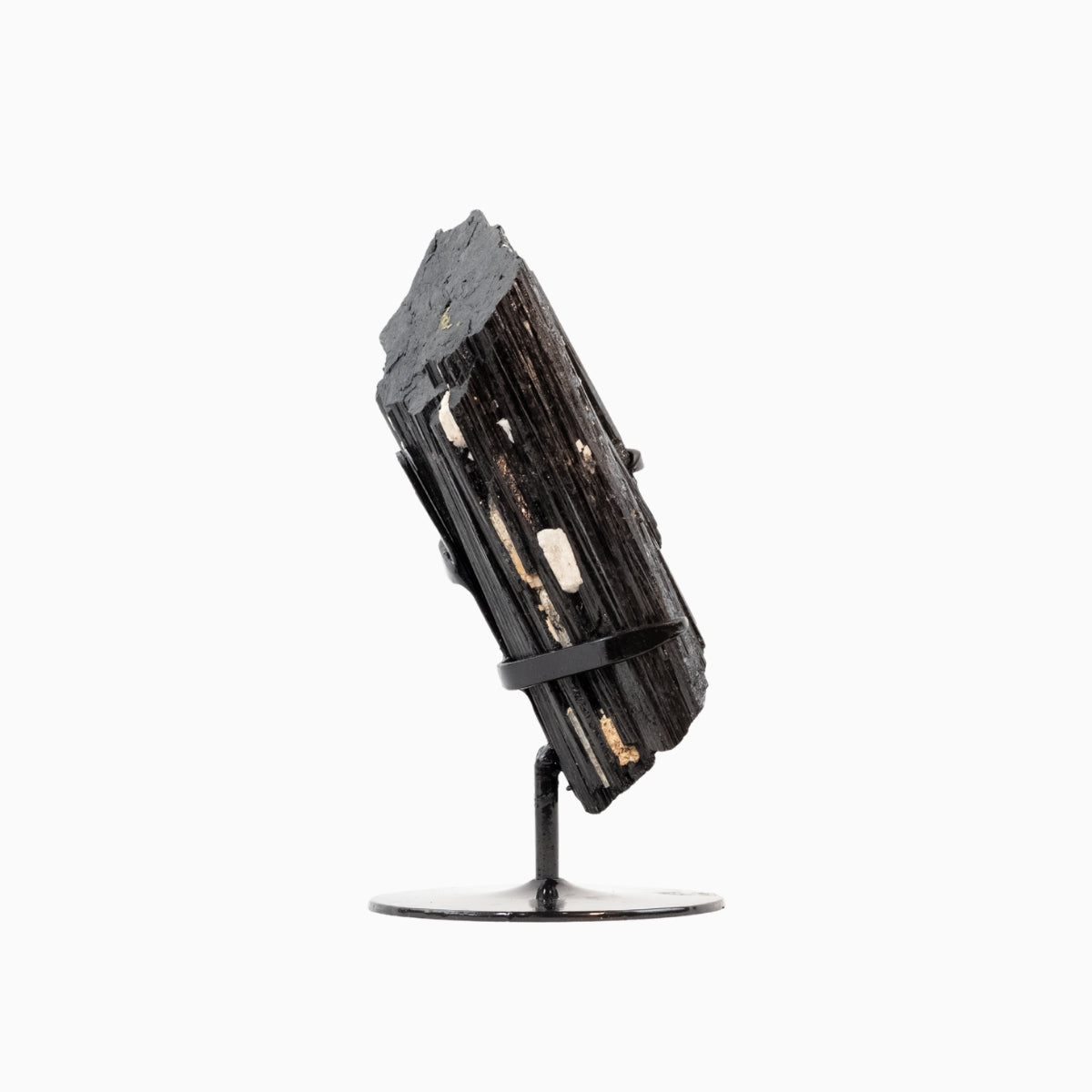 Pedra Turmalina Negra Bruta na Base Metal Preto 2,563 kg