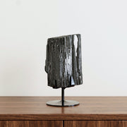 Pedra Turmalina Negra Bruta na Base Metal Preto 2,810 kg