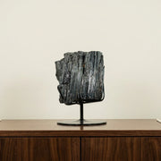 Pedra Turmalina Negra Bruta na Base Metal Preto 3,028 kg