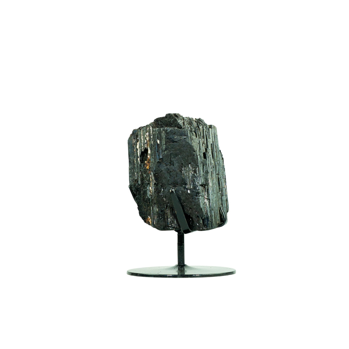 Pedra Turmalina Negra Bruta na Base Metal Preto 3,028 kg