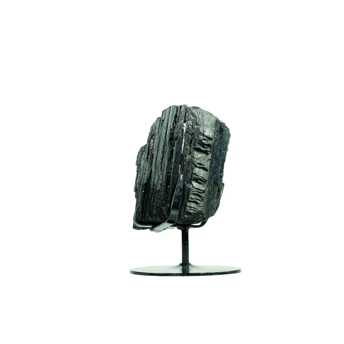 Pedra Turmalina Negra Bruta na Base Metal Preto 3,028 kg