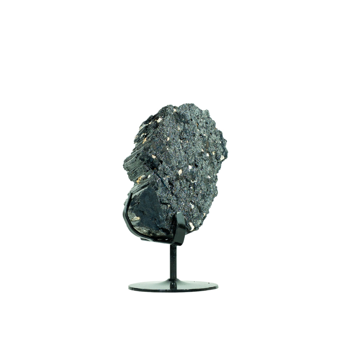 Pedra Turmalina Negra Bruta na Base Metal Preto 3,380 kg