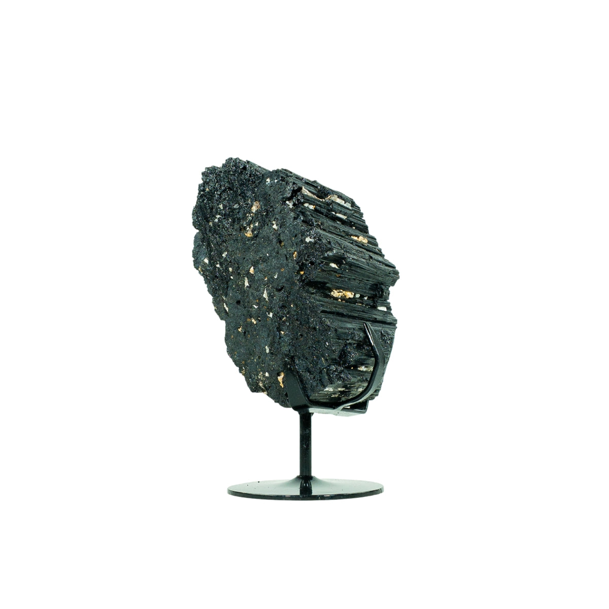 Pedra Turmalina Negra Bruta na Base Metal Preto 3,380 kg