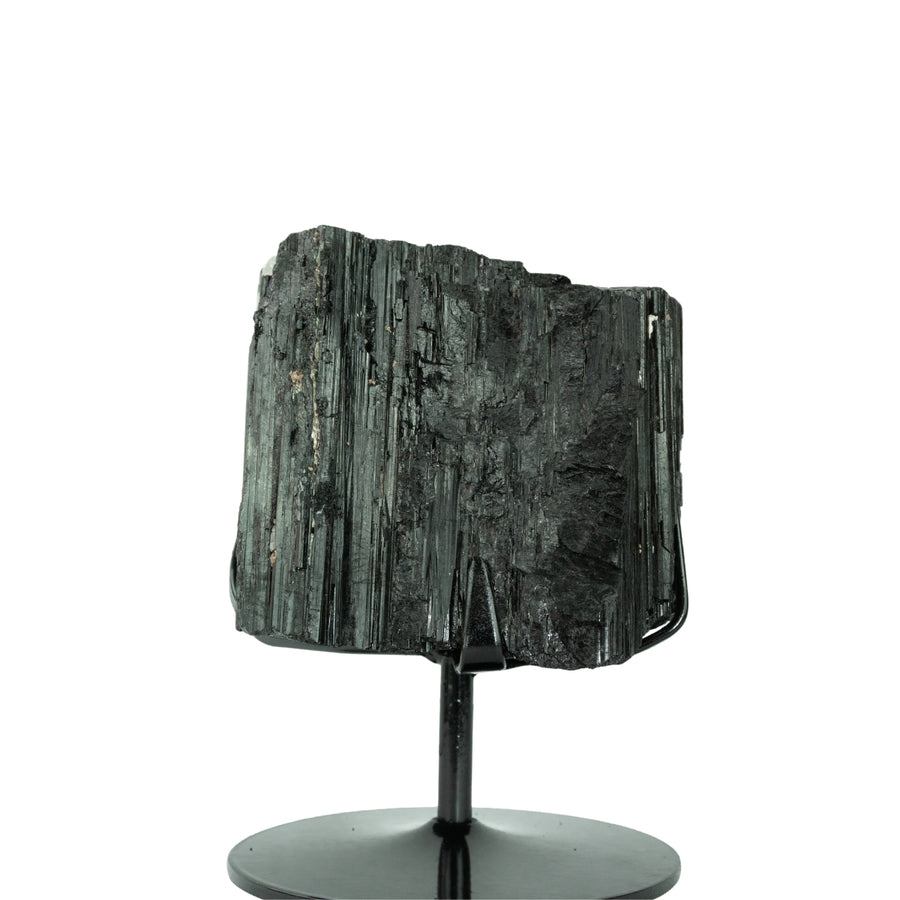Pedra Turmalina Negra Bruta na Base Metal Preto 3,720 kg