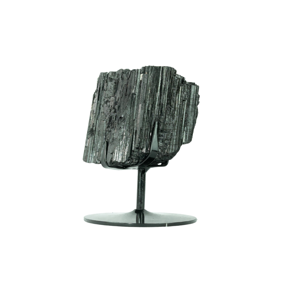 Pedra Turmalina Negra Bruta na Base Metal Preto 3,720 kg