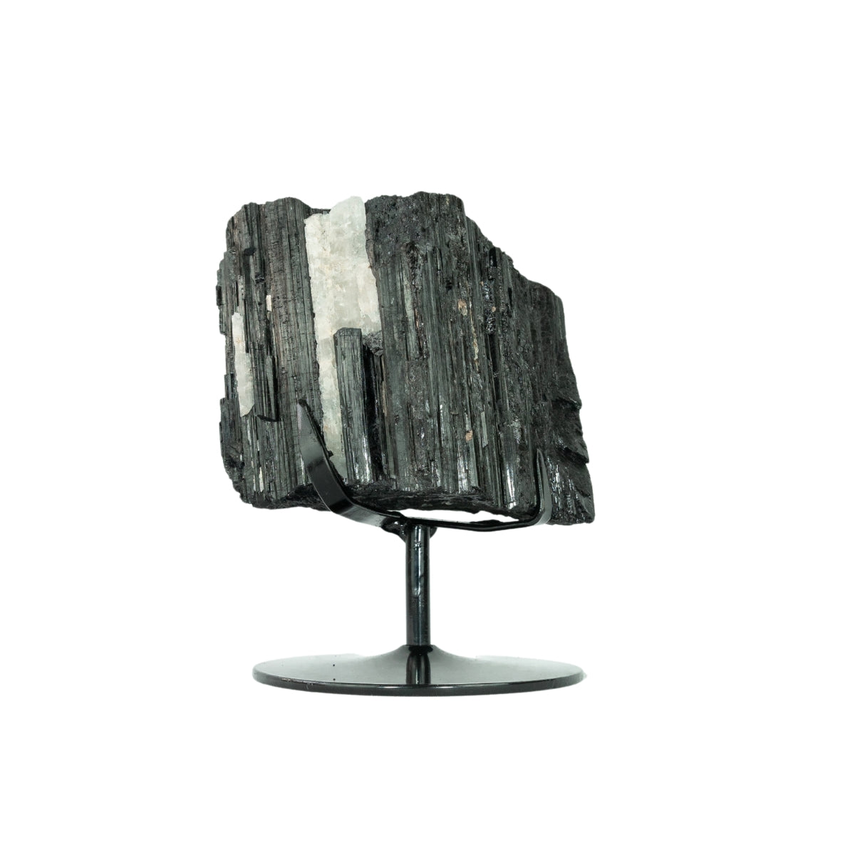 Pedra Turmalina Negra Bruta na Base Metal Preto 3,720 kg