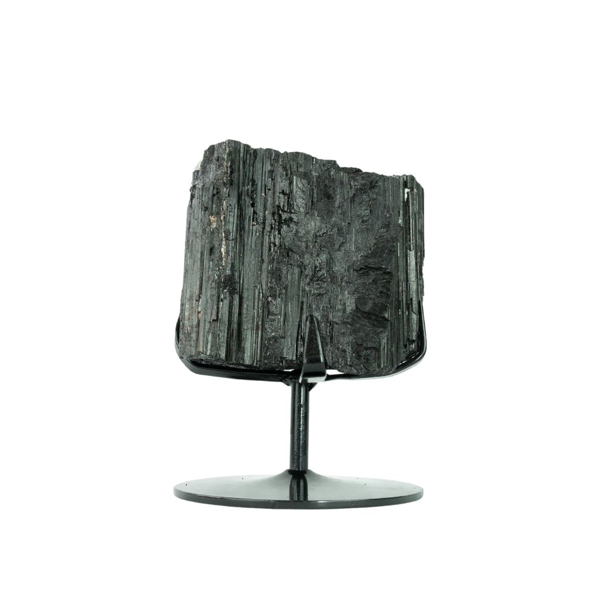 Pedra Turmalina Negra Bruta na Base Metal Preto 3,720 kg