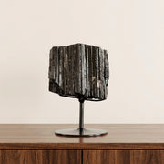 Pedra Turmalina Negra Bruta na Base Metal Preto 4,646 kg