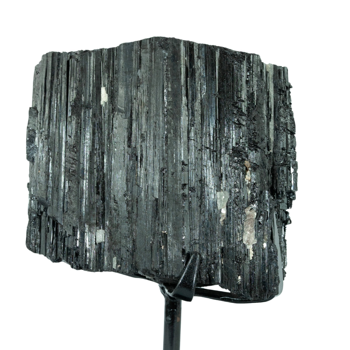 Pedra Turmalina Negra Bruta na Base Metal Preto 4,646 kg
