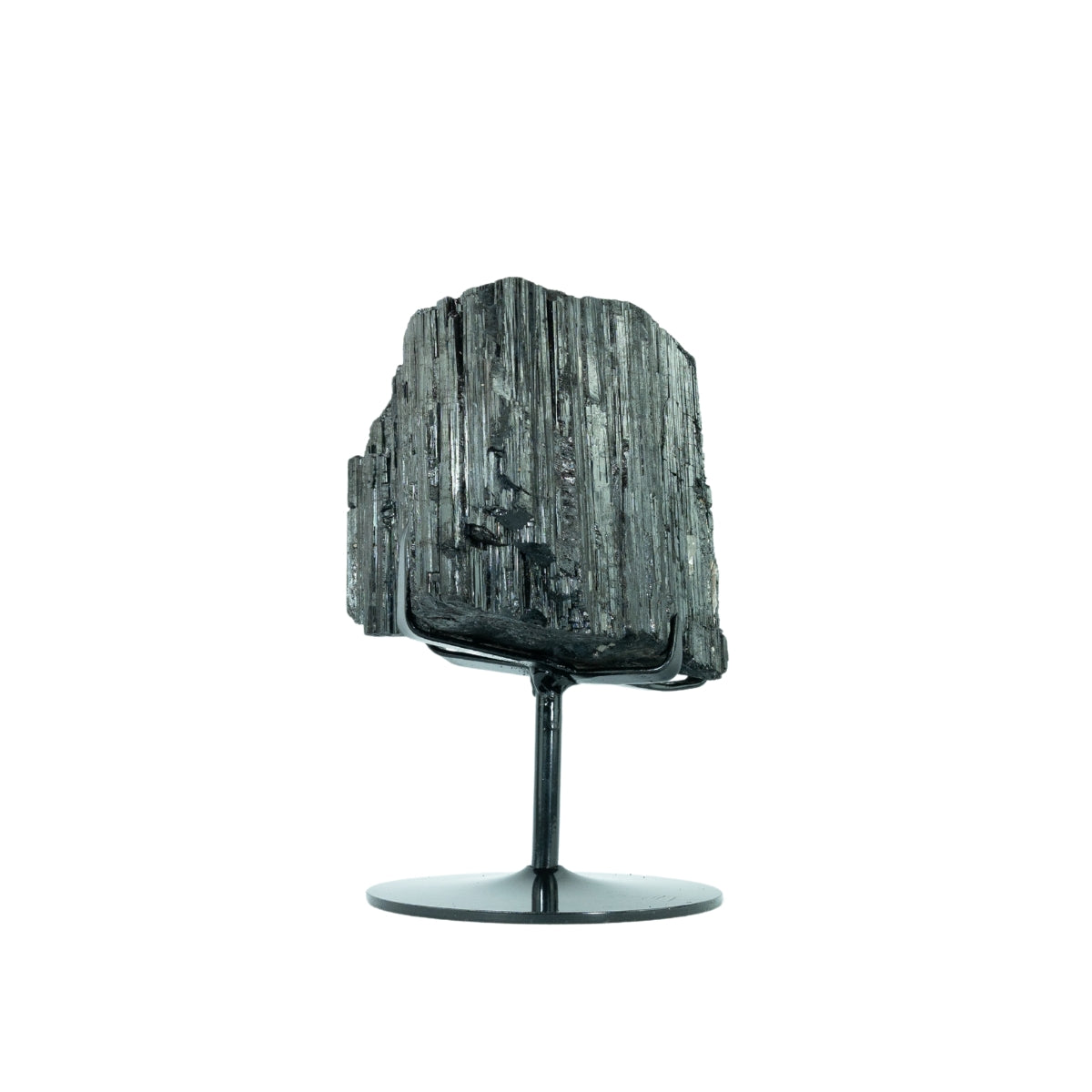 Pedra Turmalina Negra Bruta na Base Metal Preto 4,646 kg