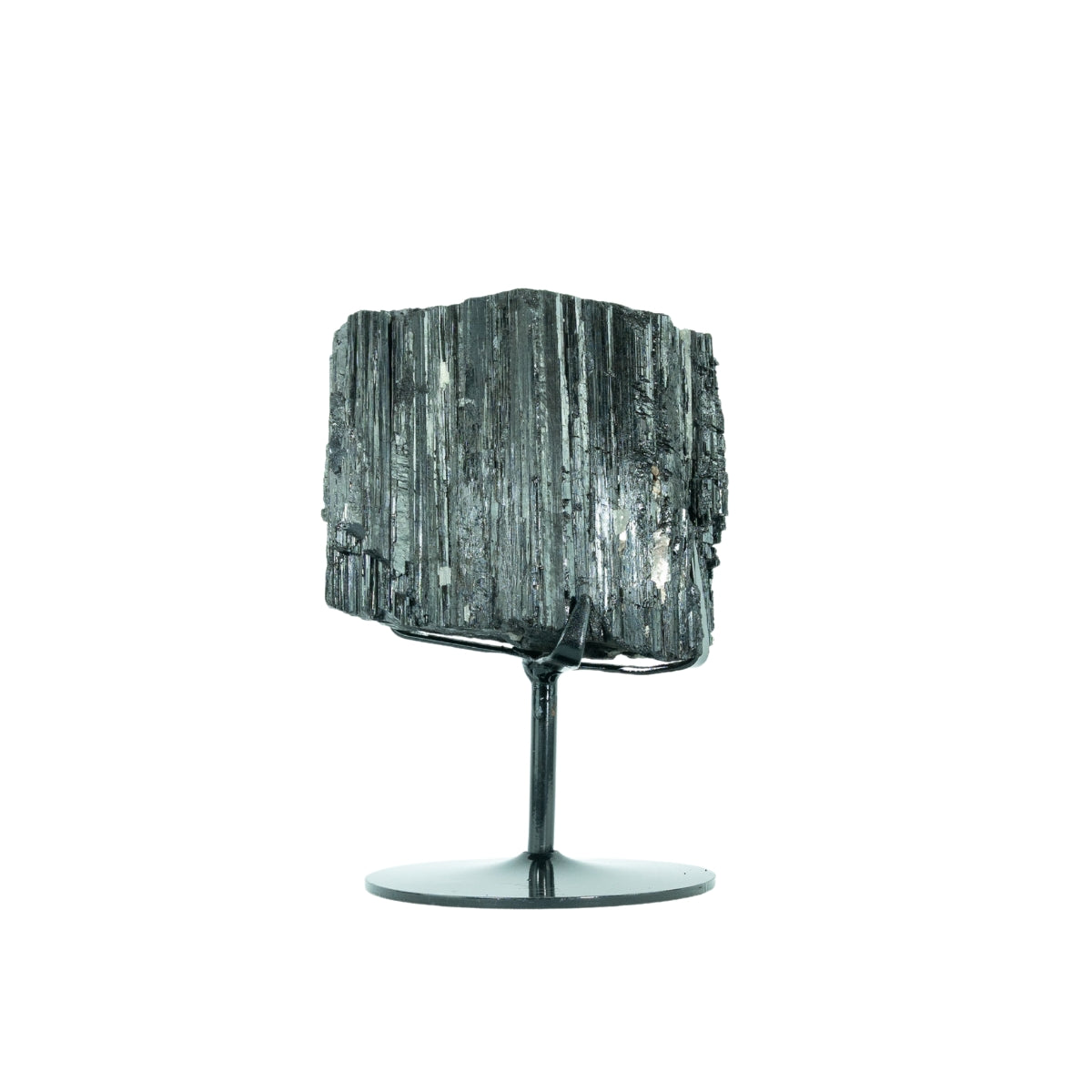 Pedra Turmalina Negra Bruta na Base Metal Preto 4,646 kg
