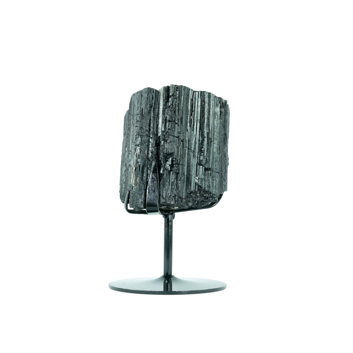 Pedra Turmalina Negra Bruta na Base Metal Preto 4,646 kg