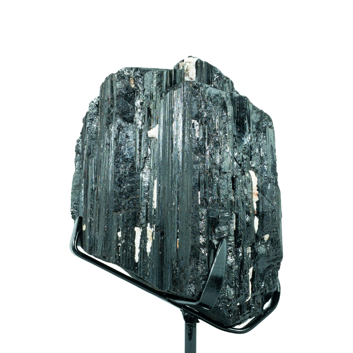 Pedra Turmalina Negra Bruta na Base Metal Preto 7,076 kg