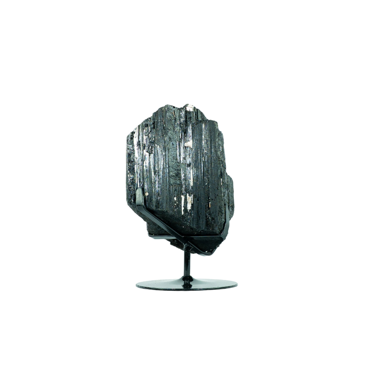 Pedra Turmalina Negra Bruta na Base Metal Preto 7,076 kg