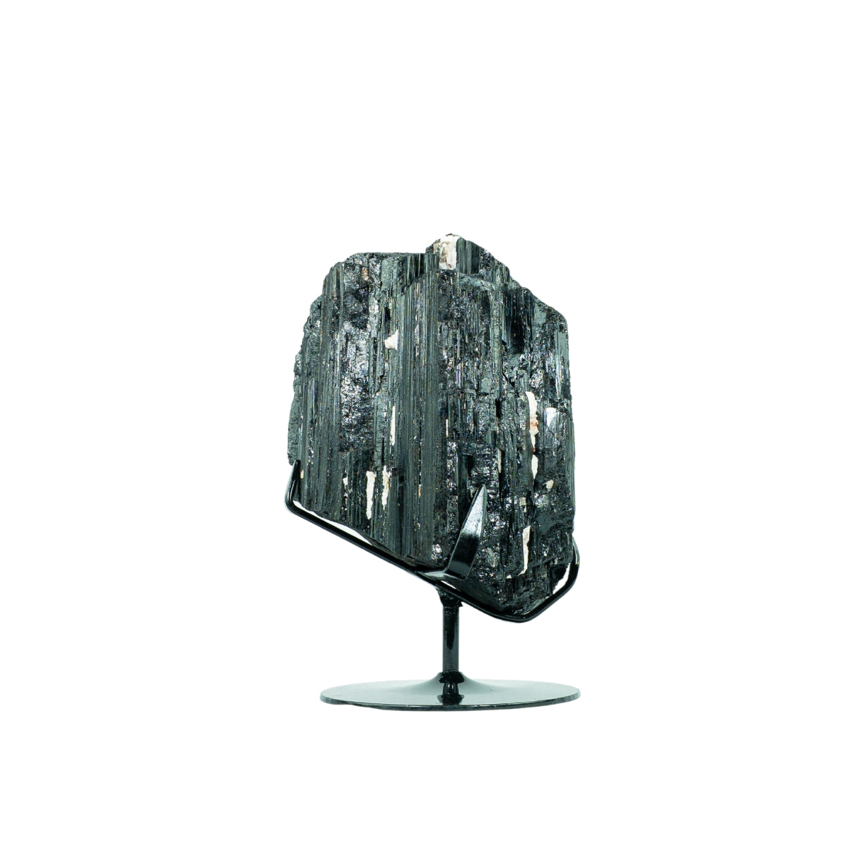Pedra Turmalina Negra Bruta na Base Metal Preto 7,076 kg