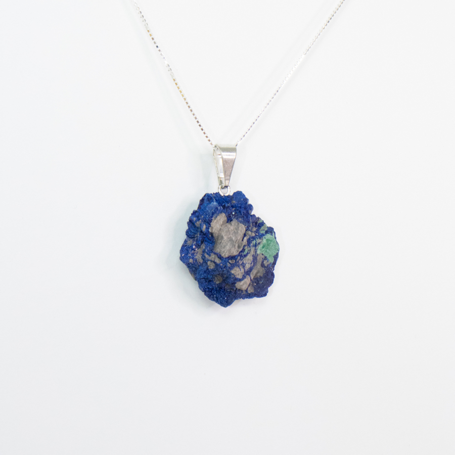 Pingente Pedra Azurita Natural 22,5 quilates Em Prata 950