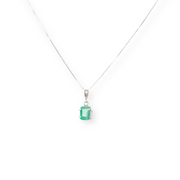 Pingente Pedra Esmeralda Colombiana Natural Prata 950 - Retangular 4 quilates