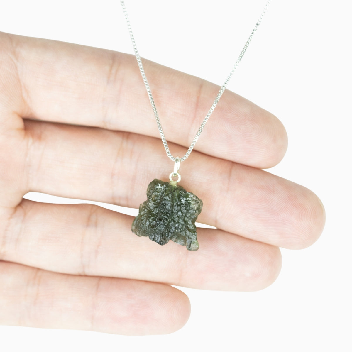 Pingente Moldavita Natural 13 Quilate Em Prata 950