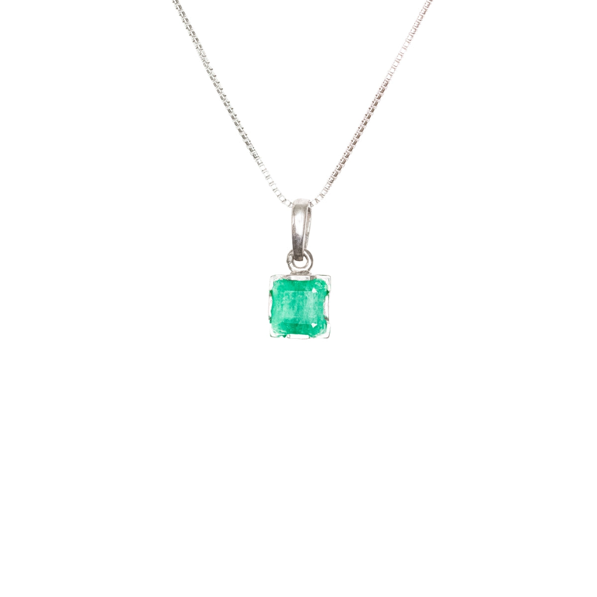 Pingente Pedra Esmeralda Colombiana Natural Prata 950 