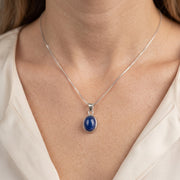 Pingente Pedra Tanzanita Natural, Cabochão Oval em Prata 925