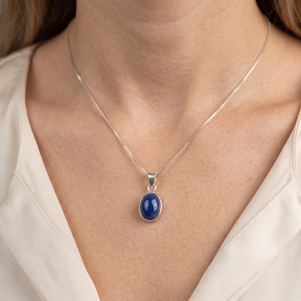Pingente Pedra Tanzanita Natural, Cabochão Oval em Prata 925