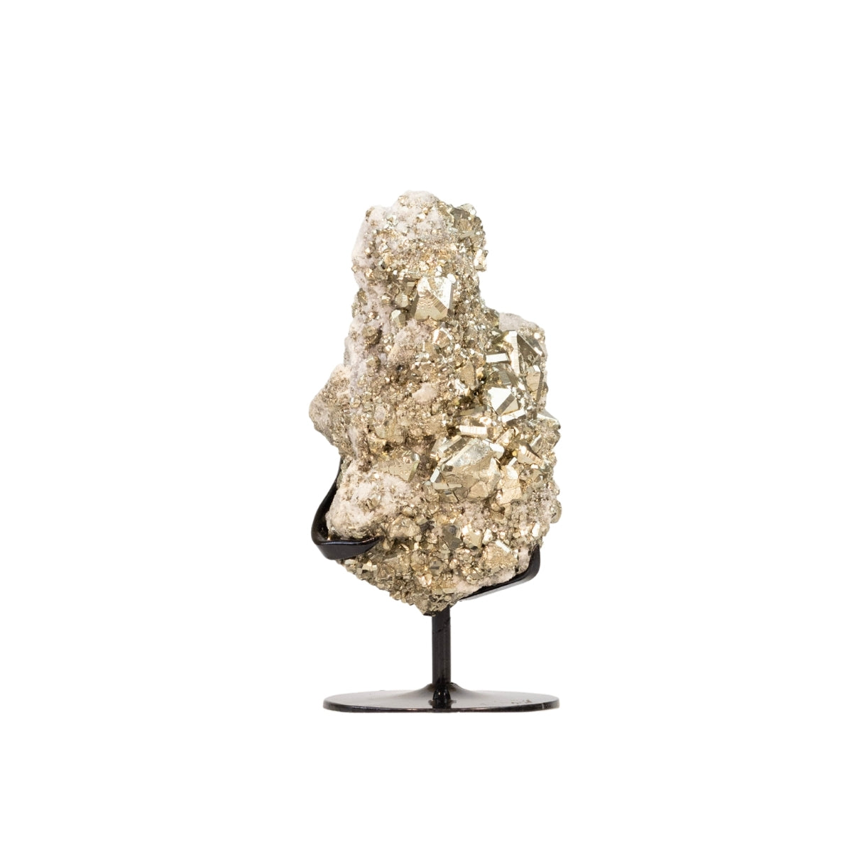 Pirita Octaédrica na Matriz de Navajun Espanha na Base Metal Preto 2,990 kg (coleção)
