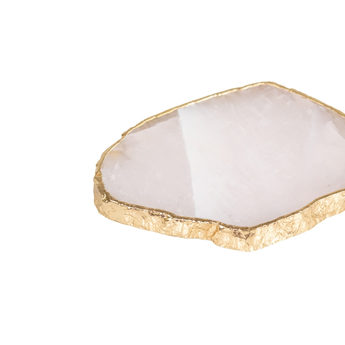 Porta Copo Quartzo Rosa Banho Ouro 24k