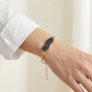 Pulseira Pedra Pirita Prosperar Banho Ouro