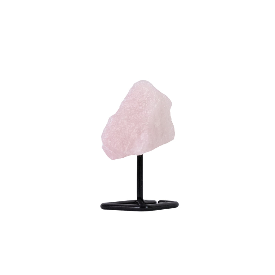 Quartzo Rosa Bruto Pequeno na Base Metal Preto 190 a 280 gramas